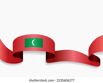 Maldives flag wavy abstract background. Vector illustration.