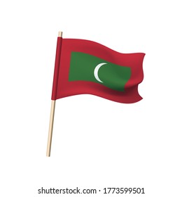 Flagge der Malediven. Weißer Halbmond auf grünem Hintergrund auf rotem Hintergrund. Vektorgrafik