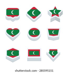 maldives flags icons and button set nine styles