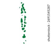 Maldives green map. Maldives map vector. Maldives map on white background
