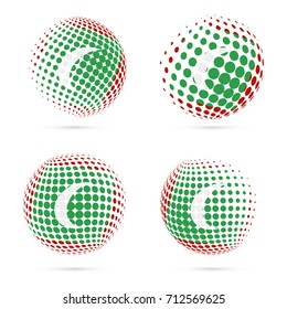Maldives halftone flag set patriotic vector design. 3D halftone sphere in Maldives national flag colors isolated on white background.