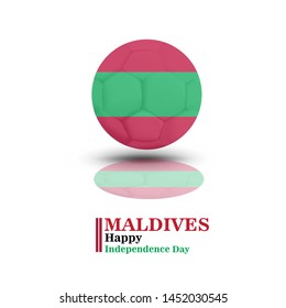 Maldives happy independence day greeting card, banner vector illustration. Maldivian national holiday 26th of July design element with waving flag on flagpole