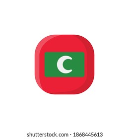 Maldives Icon, National Flag Square Symbol.