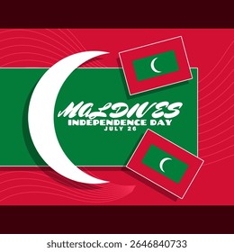 Maldives Independence Day to celebrate on July 26th. Maldives flag on dark red background. Happy Independence Day.