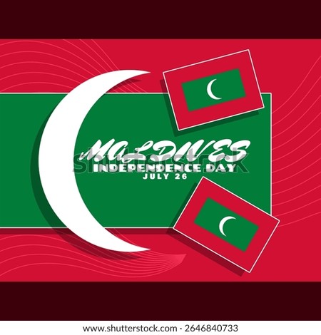 Maldives Independence Day to celebrate on July 26th. Maldives flag on dark red background. Happy Independence Day.