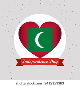 Maldives Independence Day With Heart Emblem Design