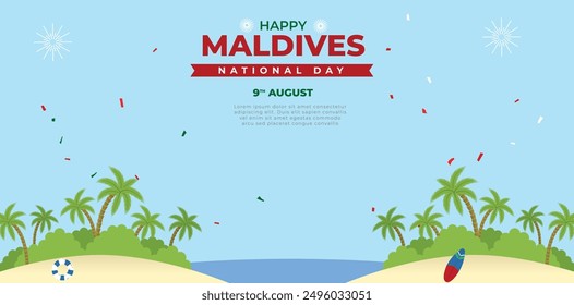 Maldives  independence day horizontal template design.