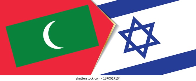Maldives and Israel flags, two vector flags symbol of relationship or confrontation.