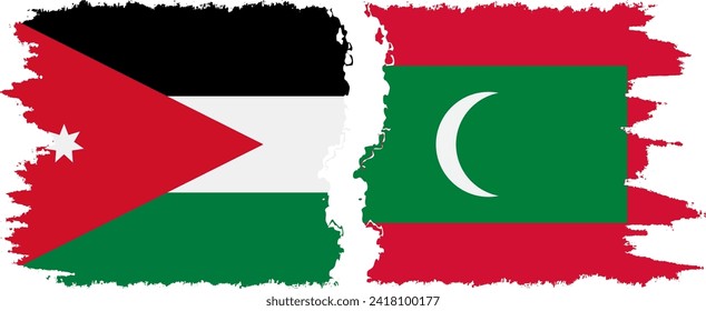 Maldives and Jordan grunge flags connection, vector