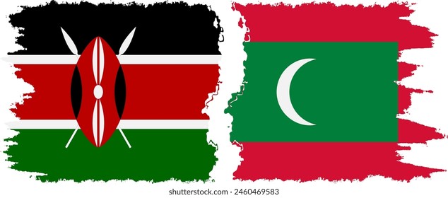 Maldivas y Kenia bandera grunge conexión, Vector