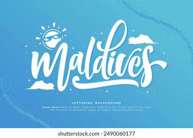 maldives lettering background vector design