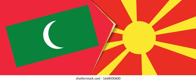 Maldives and Macedonia flags, two vector flags symbol of relationship or confrontation.