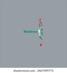 Maldives map and flag color design on gray background