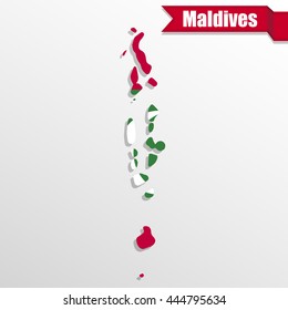 Maldives map with flag inside and ribbon