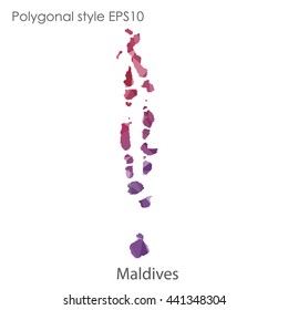 Maldives map in geometric polygonal style.Abstract gems triangle,modern design background. Vector illustration EPS10