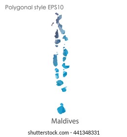 Maldives map in geometric polygonal style.Abstract gems triangle,modern design background. Vector illustration EPS10