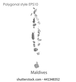 Maldives map in geometric polygonal style.Abstract gems triangle,modern design background. Vector illustration EPS10