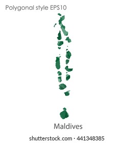 Maldives map in geometric polygonal style.Abstract gems triangle,modern design background. Vector illustration EPS10