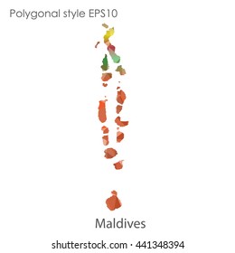 Maldives map in geometric polygonal style.Abstract gems triangle,modern design background. Vector illustration EPS10