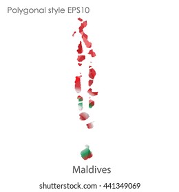 Maldives map in geometric polygonal style.Abstract gems triangle,modern design background. Vector illustration EPS10