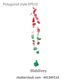 Maldives map in geometric polygonal style.Abstract gems triangle,modern design background. Vector illustration EPS10