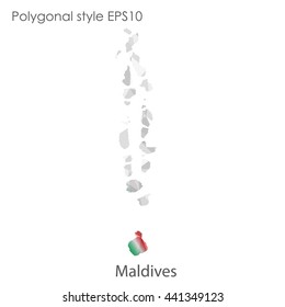 Maldives map in geometric polygonal style.Abstract gems triangle,modern design background. Vector illustration EPS10
