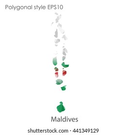Maldives map in geometric polygonal style.Abstract gems triangle,modern design background. Vector illustration EPS10