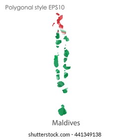 Maldives map in geometric polygonal style.Abstract gems triangle,modern design background. Vector illustration EPS10