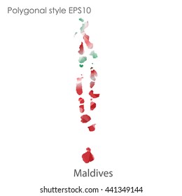 Maldives map in geometric polygonal style.Abstract gems triangle,modern design background. Vector illustration EPS10