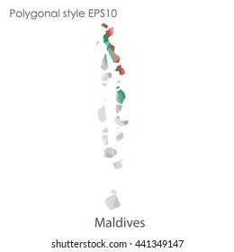 Maldives map in geometric polygonal style.Abstract gems triangle,modern design background. Vector illustration EPS10