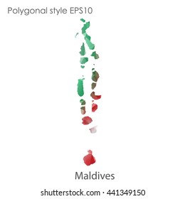 Maldives map in geometric polygonal style.Abstract gems triangle,modern design background. Vector illustration EPS10