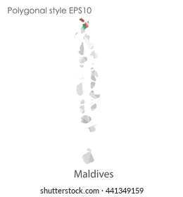 Maldives map in geometric polygonal style.Abstract gems triangle,modern design background. Vector illustration EPS10