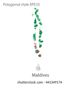 Maldives map in geometric polygonal style.Abstract gems triangle,modern design background. Vector illustration EPS10