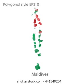 Maldives map in geometric polygonal style.Abstract gems triangle,modern design background. Vector illustration EPS10