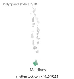 Maldives map in geometric polygonal style.Abstract gems triangle,modern design background. Vector illustration EPS10