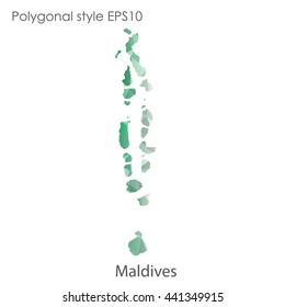 Maldives map in geometric polygonal style.Abstract gems triangle,modern design background. Vector illustration EPS10
