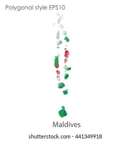 Maldives map in geometric polygonal style.Abstract gems triangle,modern design background. Vector illustration EPS10