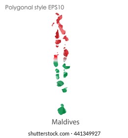 Maldives map in geometric polygonal style.Abstract gems triangle,modern design background. Vector illustration EPS10