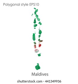 Maldives map in geometric polygonal style.Abstract gems triangle,modern design background. Vector illustration EPS10