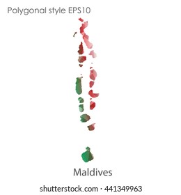 Maldives map in geometric polygonal style.Abstract gems triangle,modern design background. Vector illustration EPS10