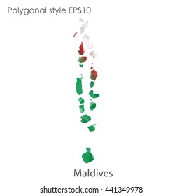 Maldives map in geometric polygonal style.Abstract gems triangle,modern design background. Vector illustration EPS10