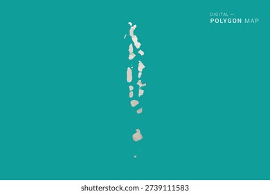 Maldives Map - Green and Gray Polygon Vector Illustration, Low Poly Geometric Design with Clean Minimal Style on Solid Background for Infographic Use.