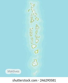 Maldives Map On Blue Background