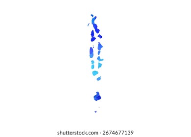 Maldives map - Polygon Style Vector Illustration in Blue Gradient, Low Poly Geometric Design, Isolated on White Background, Perfect for Infographics, Education, and Modern Presentations.