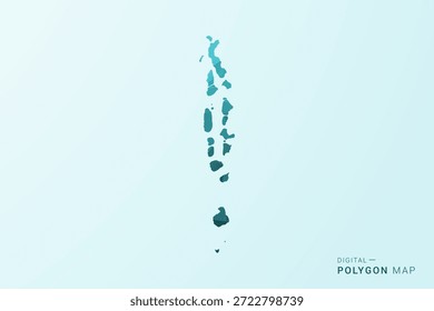 Mapa de Maldivas - Ilustración vectorial de estilo polígono en diseño geométrico azul-verde verde azulado bajo poli, silueta minimalista moderna.