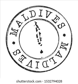 Maldives Map Postmark. Silhouette Postal Passport. Stamp Round Vector Icon. Vintage Postage Design.