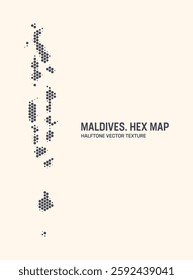 Maldives Map Vector Hexagonal Halftone Pattern Isolate On Light Background. Hex Texture in the Form of a Map of Maldives. Modern Technological Contour Map of Maldives for Design or Business Projects