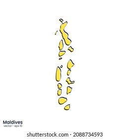 Maldives map vector illustration template design. Outline style.
