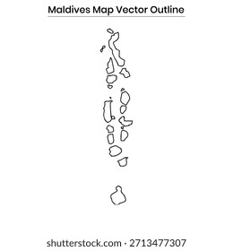 Maldives Map Vector Outline Country Border
