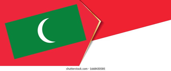 Maldives and Monaco flags, two vector flags symbol of relationship or confrontation.